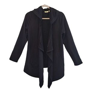 LOGO Lounge Open Front Black Cardigan Loungewear With Hood Size Medium